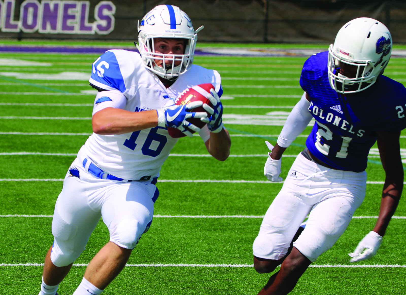 University of New England’s and Biddeford native Austin Dutremble carries the ball on Saturday. COURTESY PHOTO/ University of New England