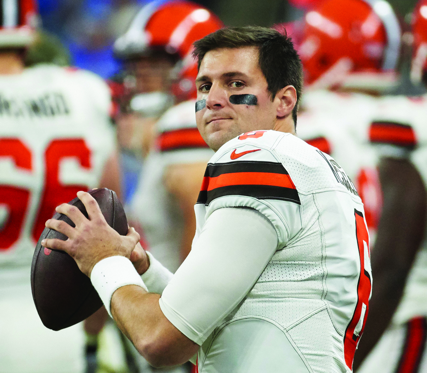 In this Nov. 12, 2017, file photo, Cleveland Browns quarterback Cody Kessler (6) throws on the sideline during an NFL football game against the Detroit Lions, in Detroit. The Browns have traded former starting quarterback Cody Kessler to the Jacksonville Jaguars. AP NEWSWIRE