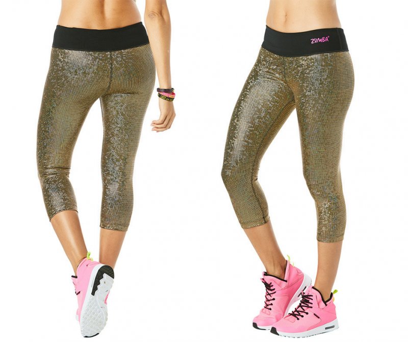 Zumba Light Up The Dance Floor Metallic Capri Gold Metallic