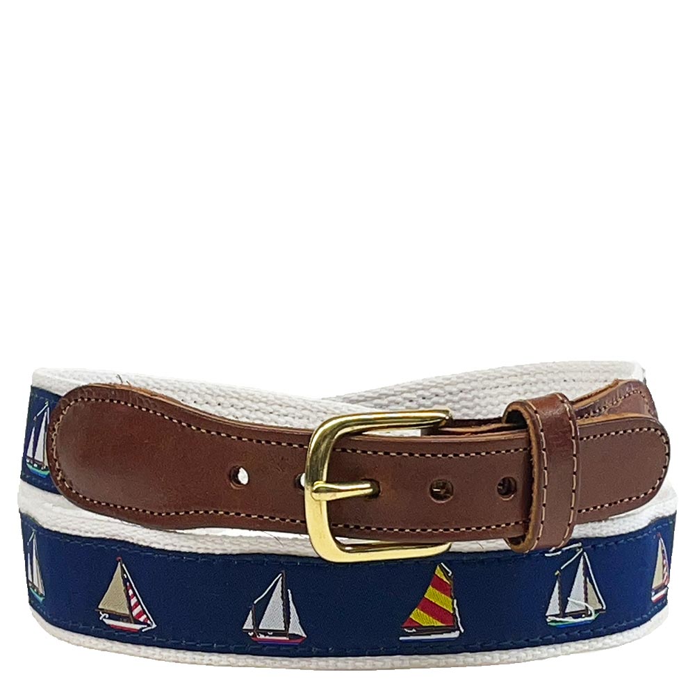 4 Sailboats Nautical Belt from Preston Leather Prestons