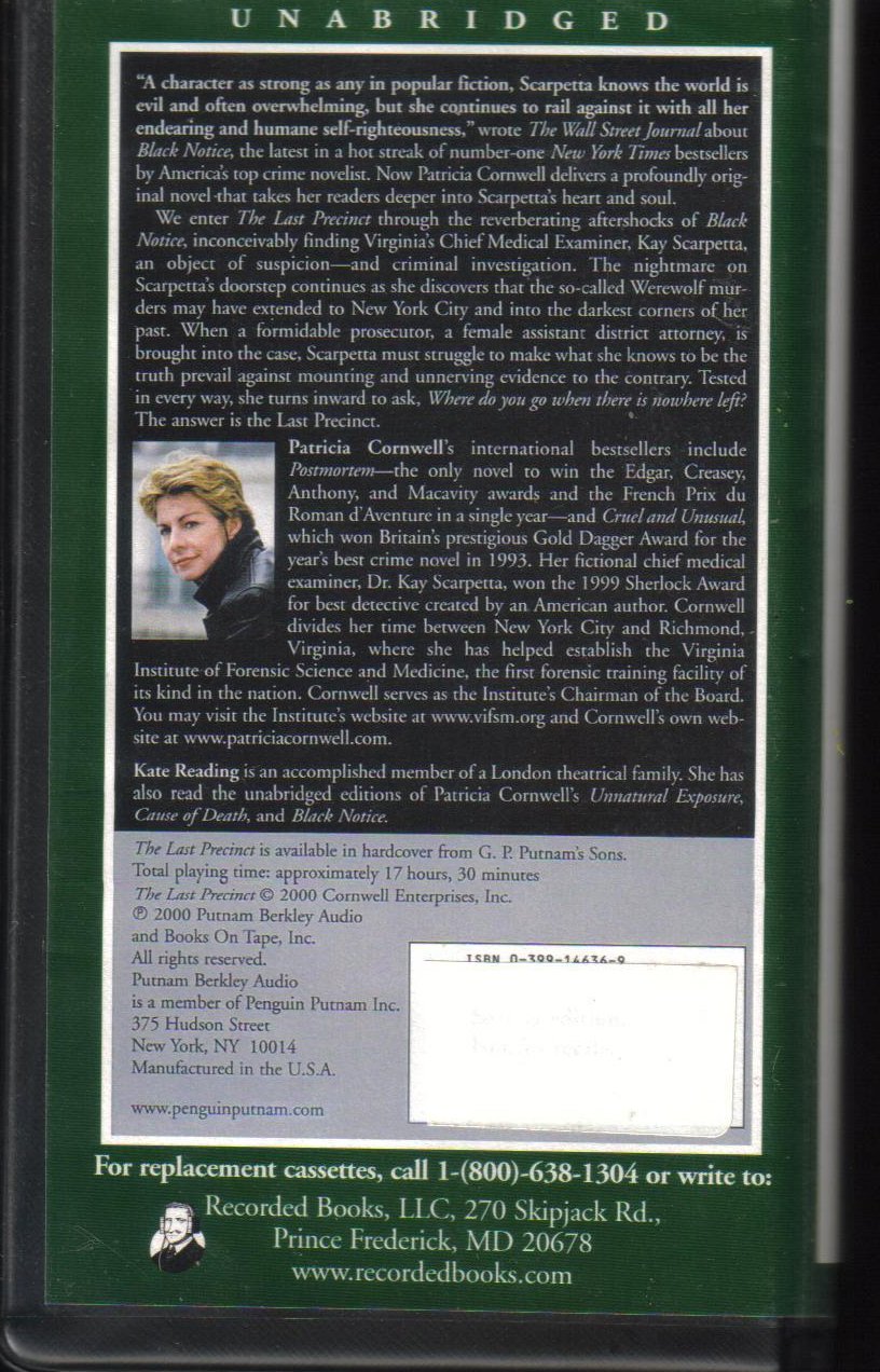 The Last Precinct Patricia Cornwell Unabridged Audiobook