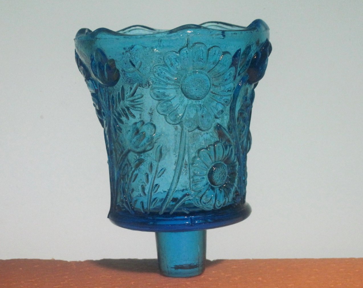 Home Interiors Peg Votive Candle Holder Bright Blue Daisy Floral OOS
