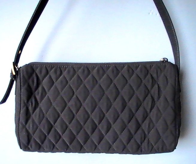 Vera Bradley Black Baguette Quilted Microfiber Shoulder Bag