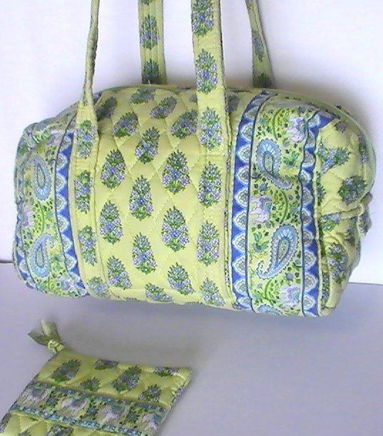Vera Bradley Duffle Shoulder bag Citrus Green with matching Coin Purse