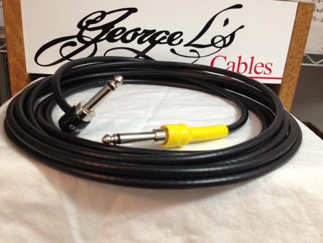 L's 15' .225 Guitar Bass Cable BLACK / YELLOW Right Angle / Straight