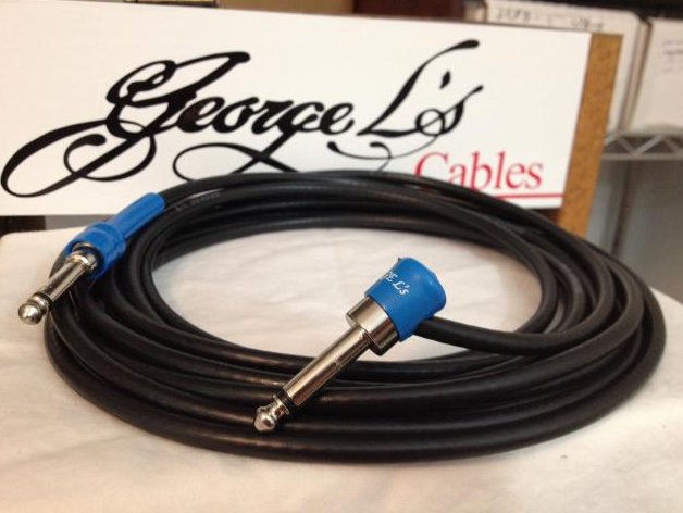 L's 12' .225 Guitar Bass Cable BLACK / BLUE Right Angle / Straight