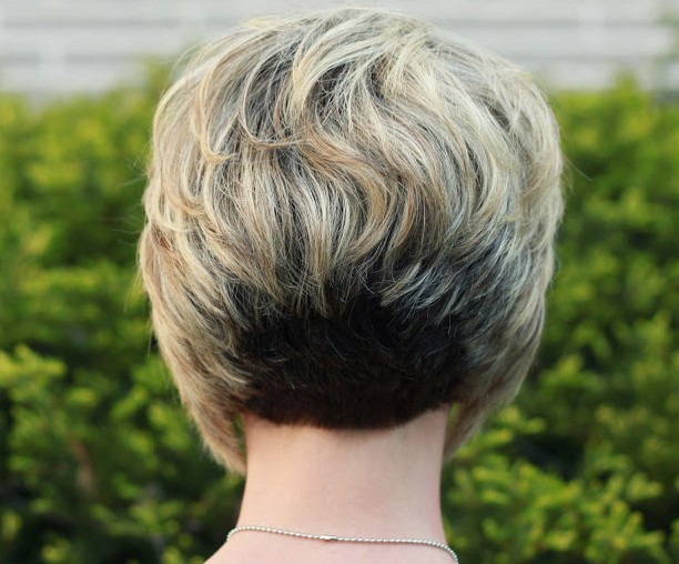 Back View of Stacked Bob Hairstyle Best Layered Short Haircut