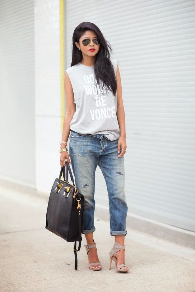 Stylish Outfit Ideas with Your Boyfriends' Jeans Pretty Designs