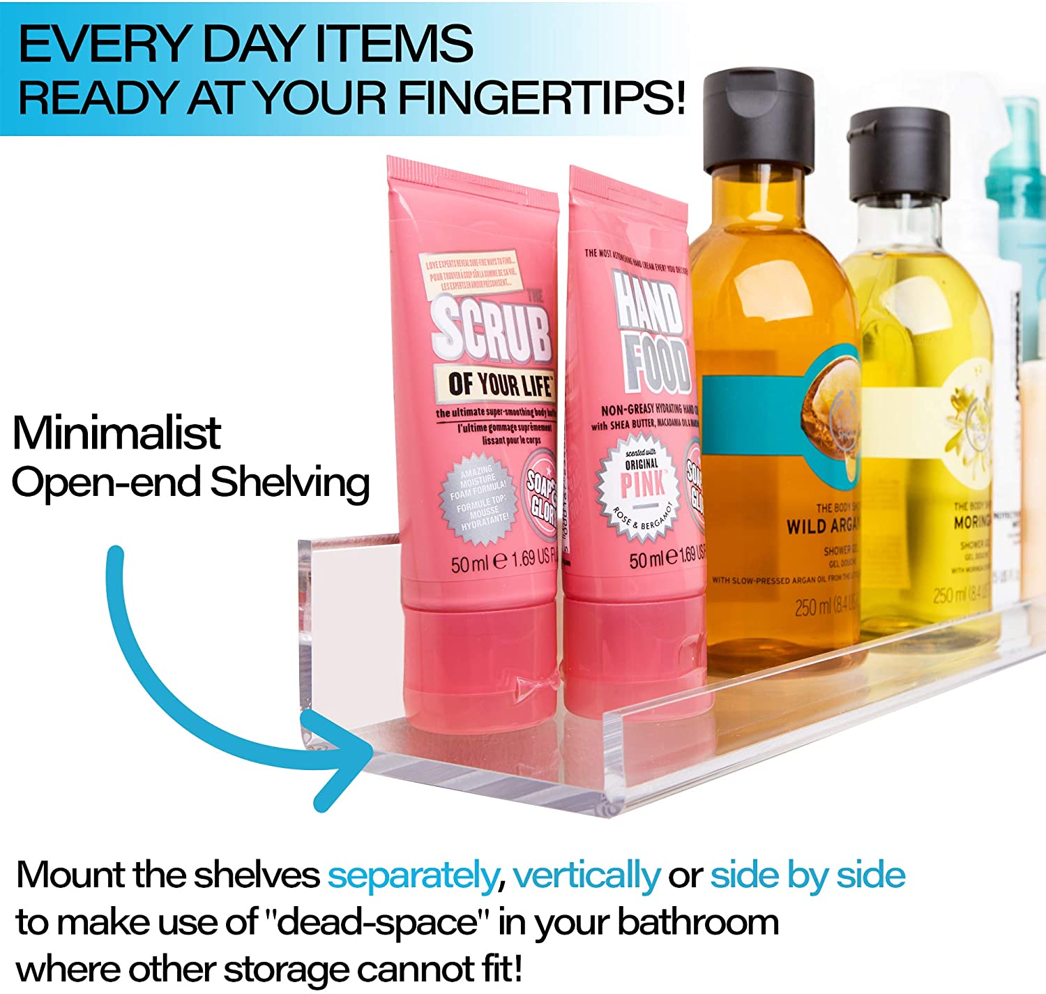 Acrylic Bathroom Shelves (Set of 2)- Versatile, Slim & Space-Saving!