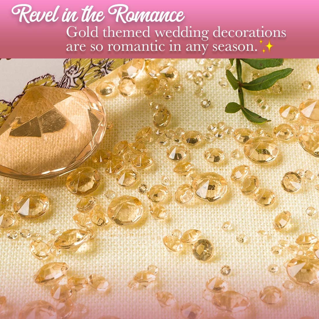 Gold Confetti Rhinestones Diamond Party Decorations, Wedding Decor