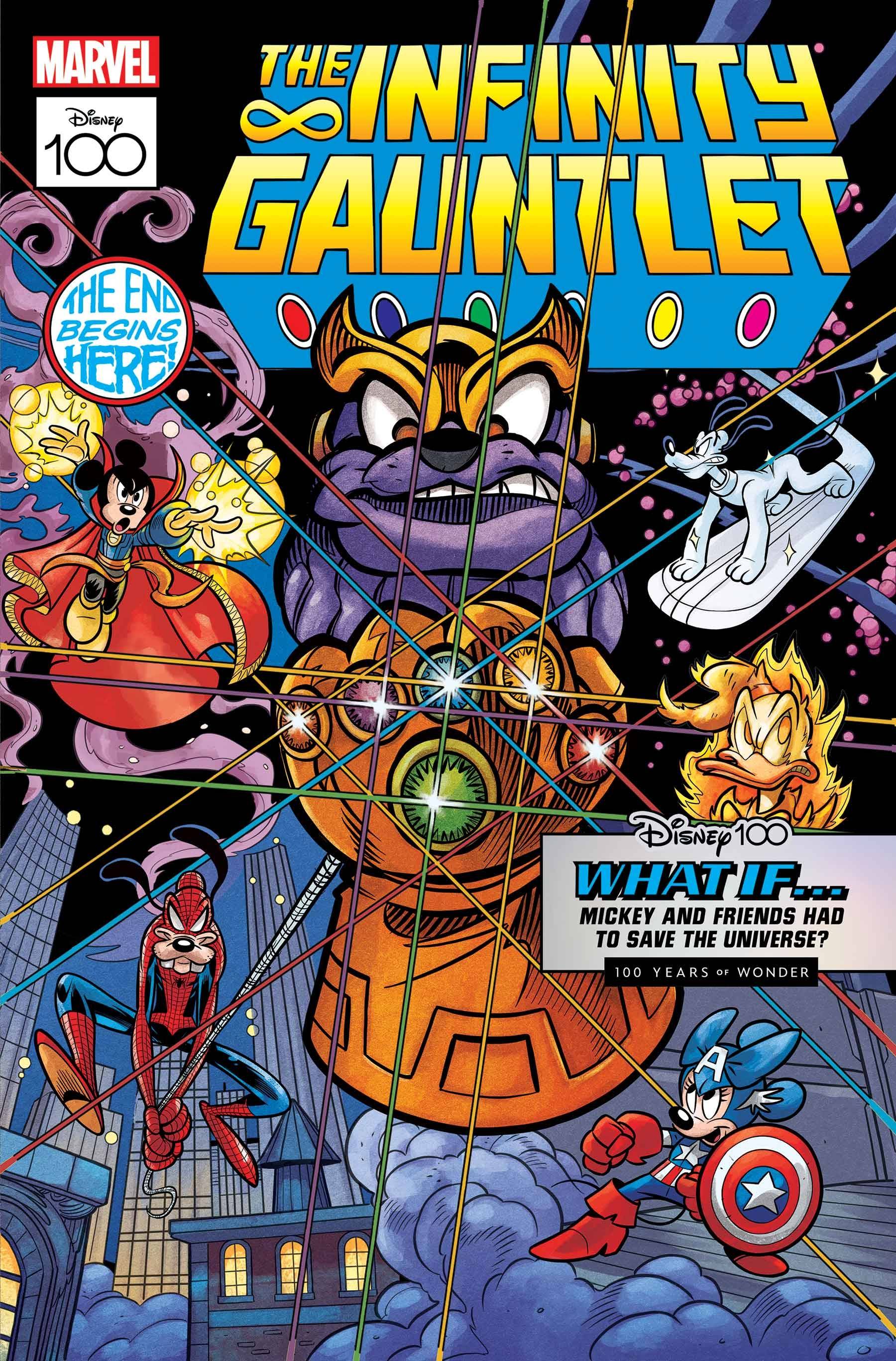 FEB230731 AMAZING SPIDERMAN 23 DISNEY100 INFINITY GAUNTLET VAR