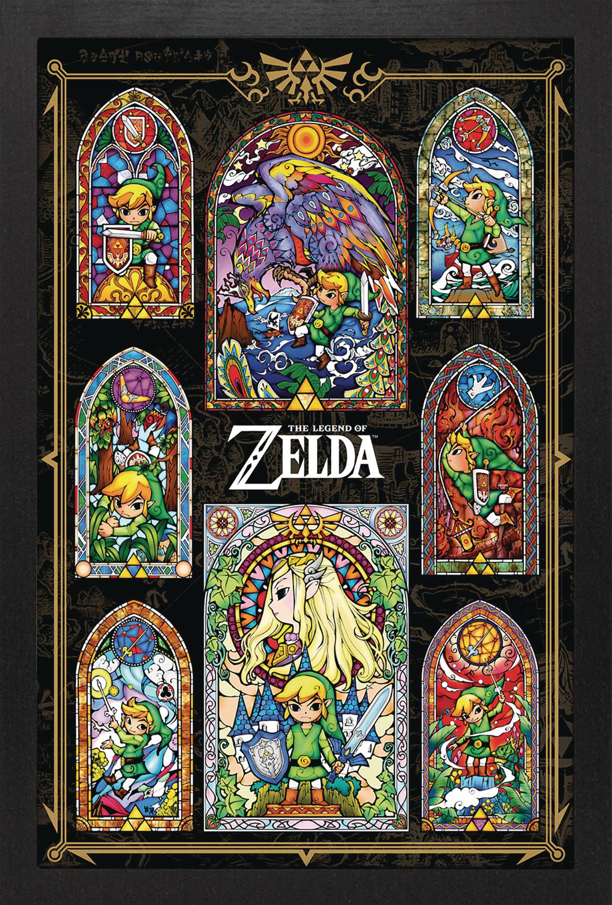 DEC228430 ZELDA STAINED GLASS COLLAGE FRAMED PRINT Previews World