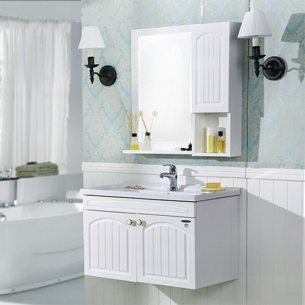 Solid wood floating bathroom vanity units