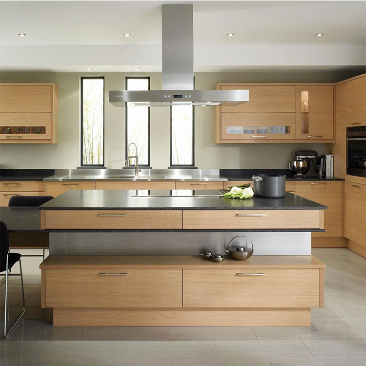 commercial high quality timber veneer finish kitchen