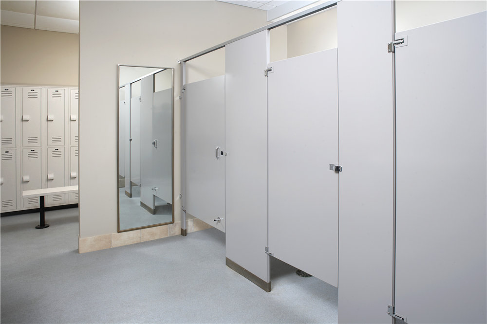 Commercial public toilet partitions with hardware