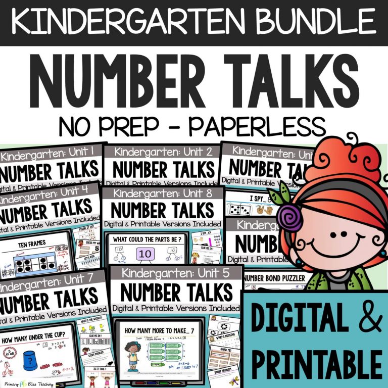 Kindergarten Number Talks both Digital and Printable