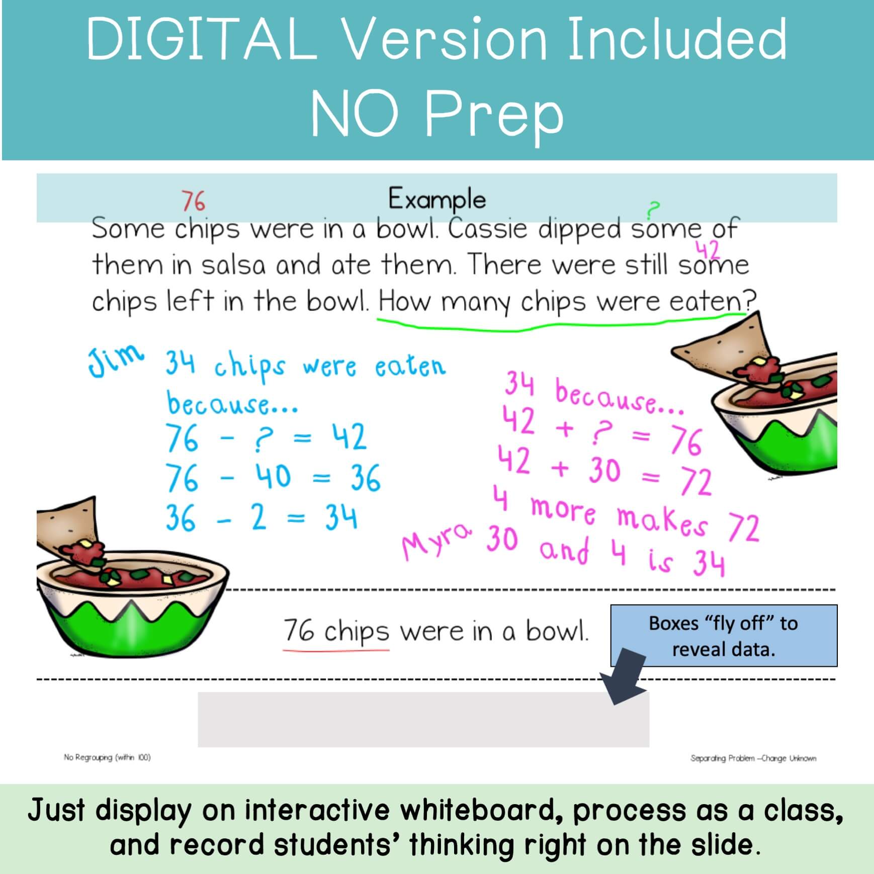 Numberless & Numbered Word Problems (Story Problems within 100)