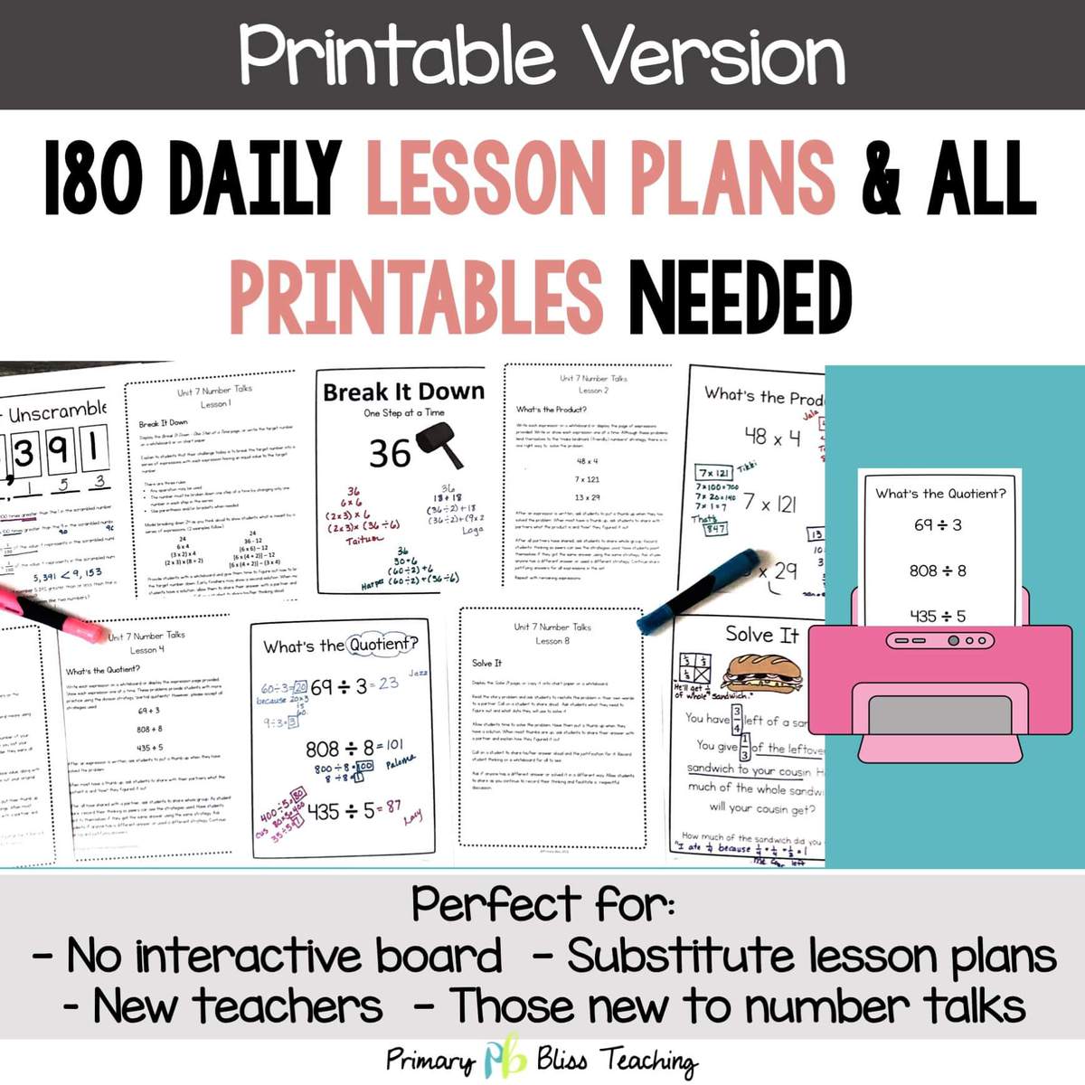 Fifth Grade Number Talks Yearlong Bundle both Digital and Printable