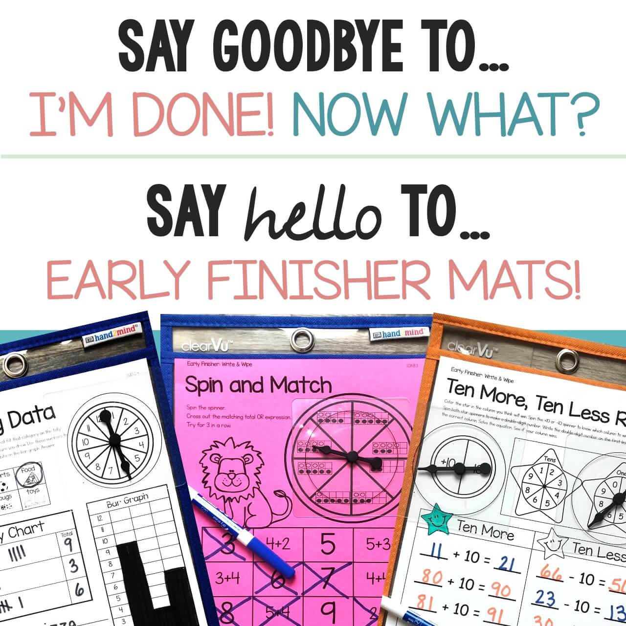 First Grade MATH Early Finisher Activities Write and Wipe Boards