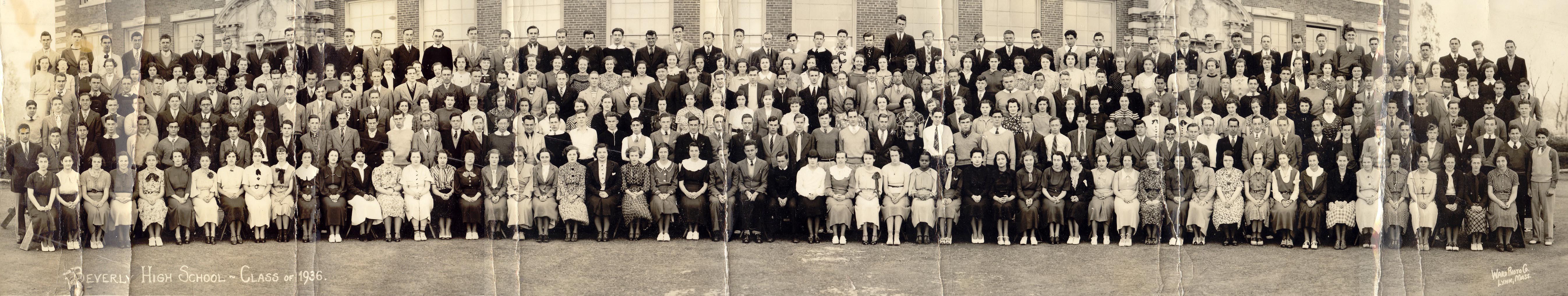 1936 Beverly High School Panoramic Class Picture
