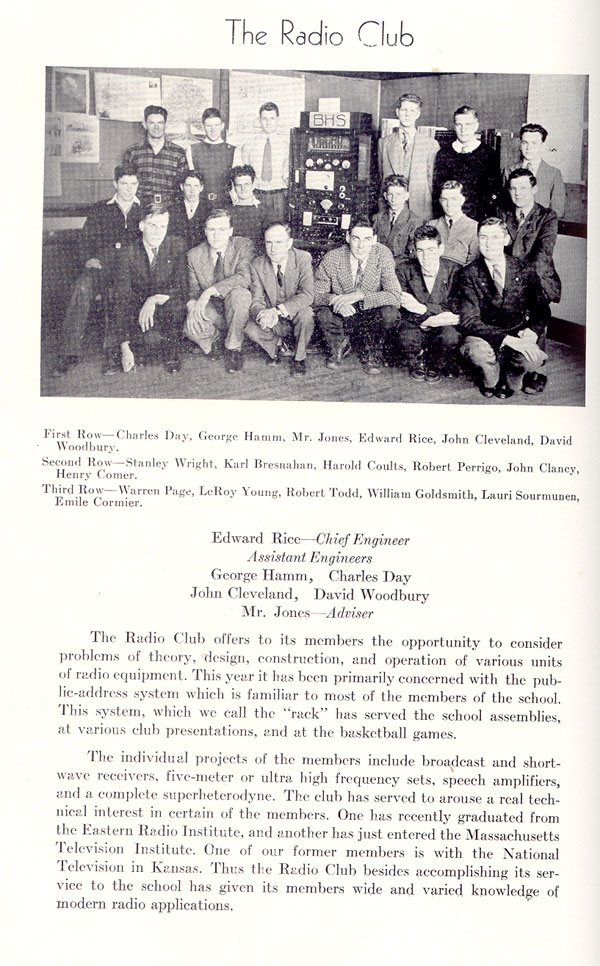 19371938 Beverly High School Radio Club
