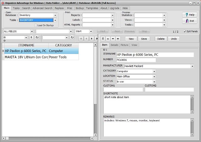 Free Home Inventory Detailed database template for
