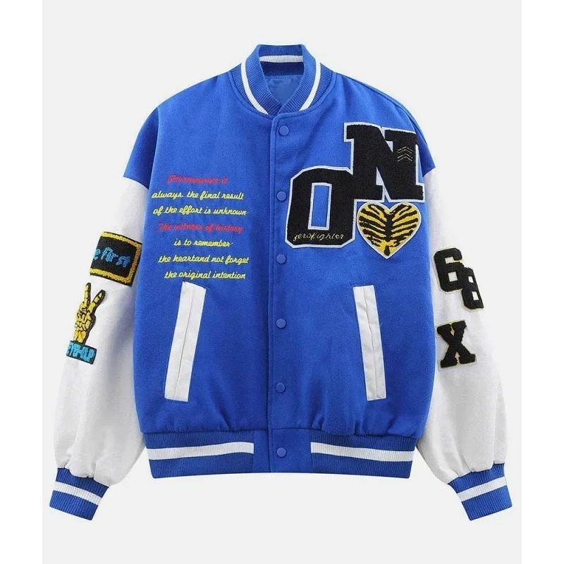 Fighter TRex Dinosaur Skeleton Varsity Jacket