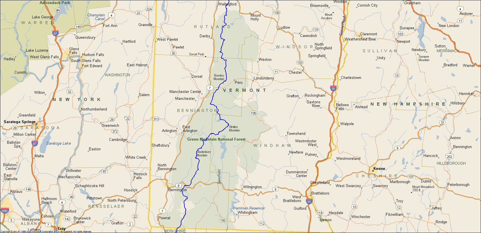 Green Mountains Vermont Map Green Mountains Vermont Hiking Trails