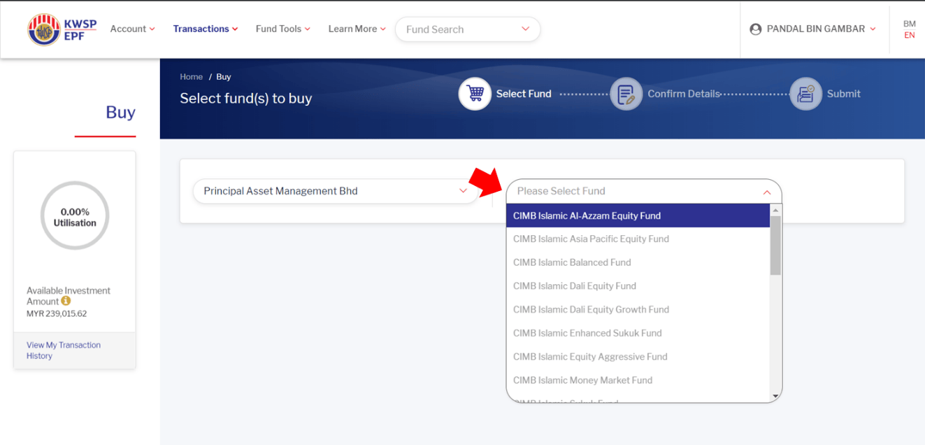 Opening of Investment Account & Performing Initial Investment with