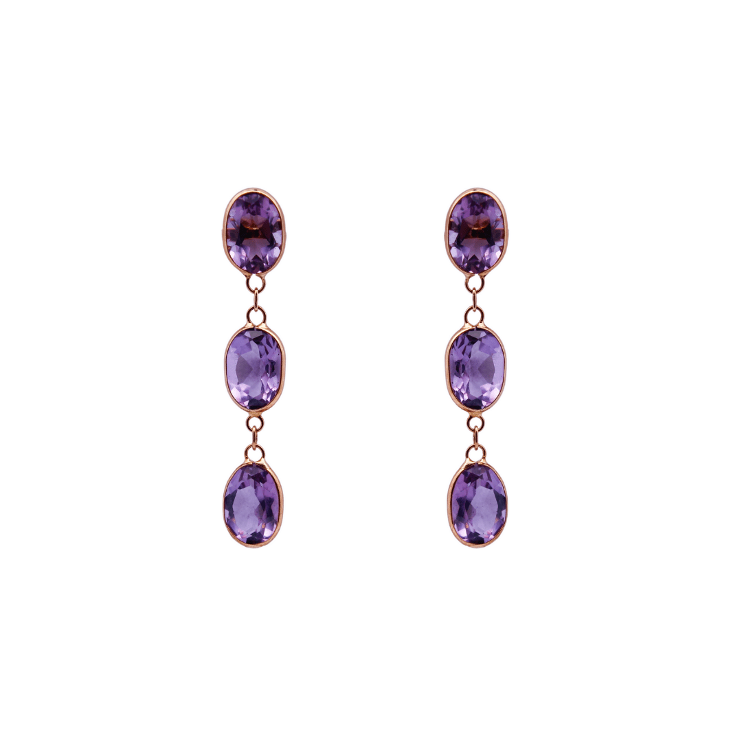18K Yellow Gold Amethyst Earrings Prins & Prins