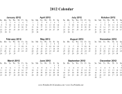 Printable 2012 Calendar