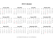 Printable 2012 Calendar