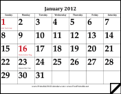 Printable 2012 Calendar