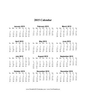Printable 2015 Calendar on one page (vertical)