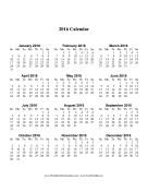 2016 Yearly Calendars