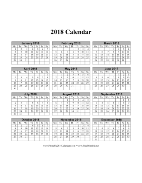 Printable calendar 2018 one page - paymentsbap