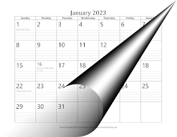 Printable 2023 Calendar with Lines