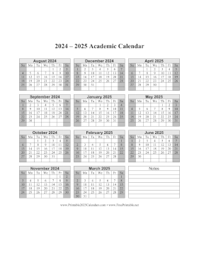 Printable 2024-2025 Academic Calendar