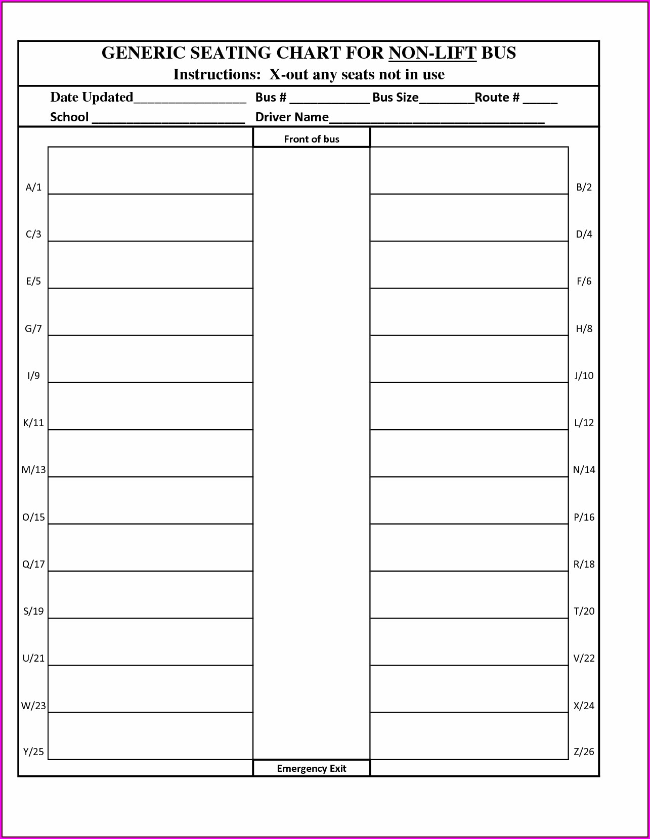 Bus Good Behavior Chart Printable