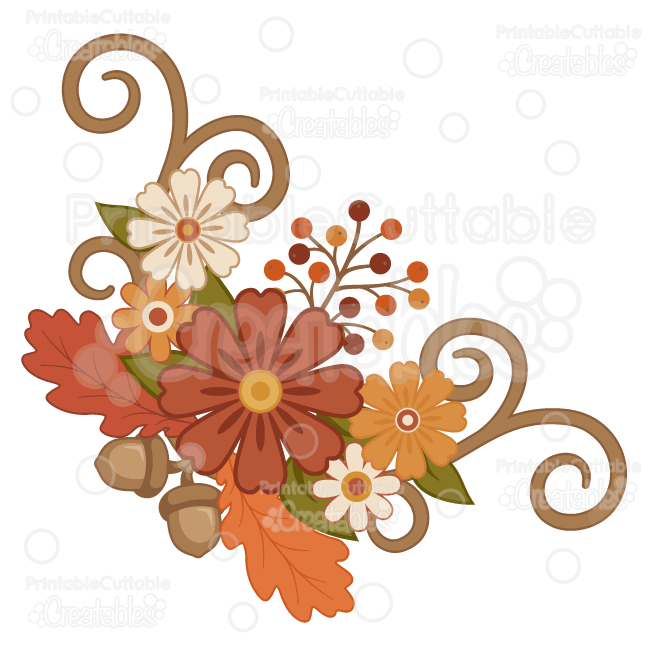 Fall Flower Flourish Group SVG Cut Files & Clipart