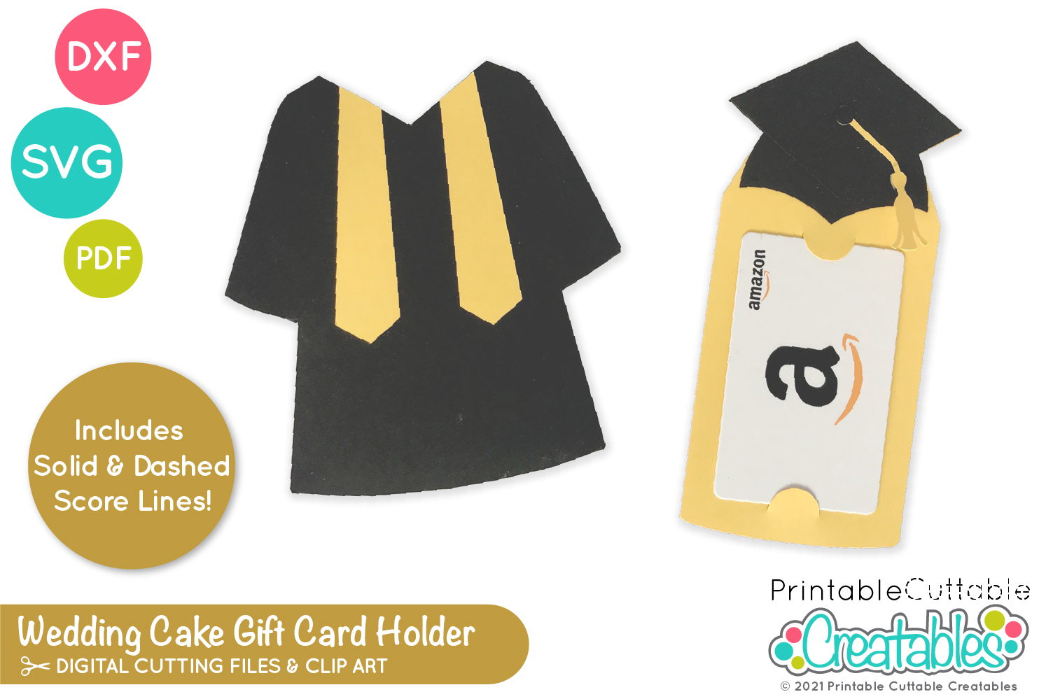 Cap & Gown Graduation Gift Card Holder SVG File for Cricut