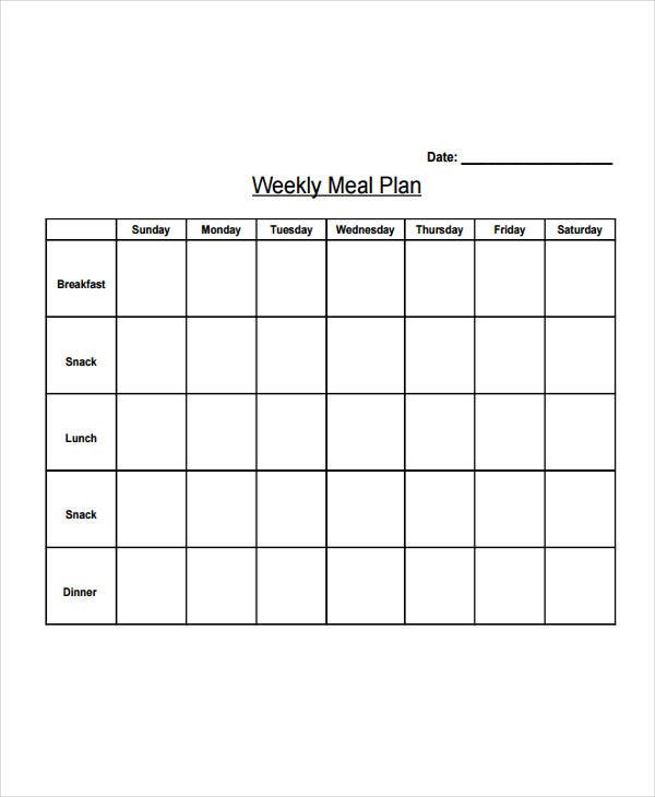 Printable Diet Plan Template