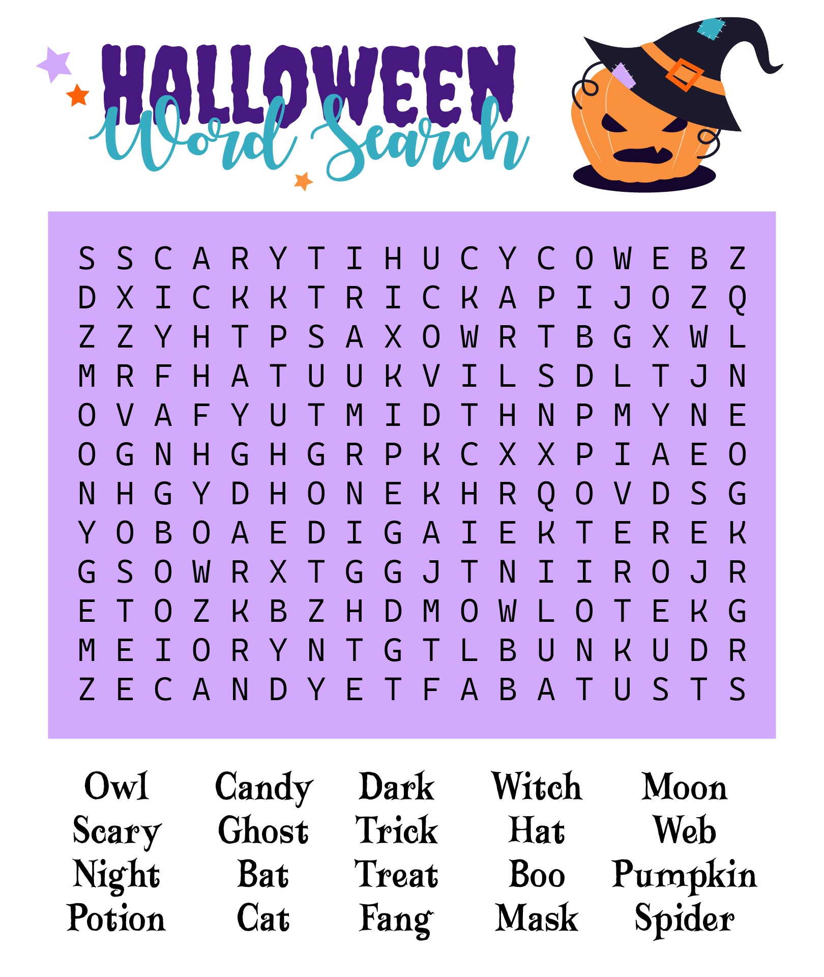 4 Best Printable Halloween Word Search Worksheets