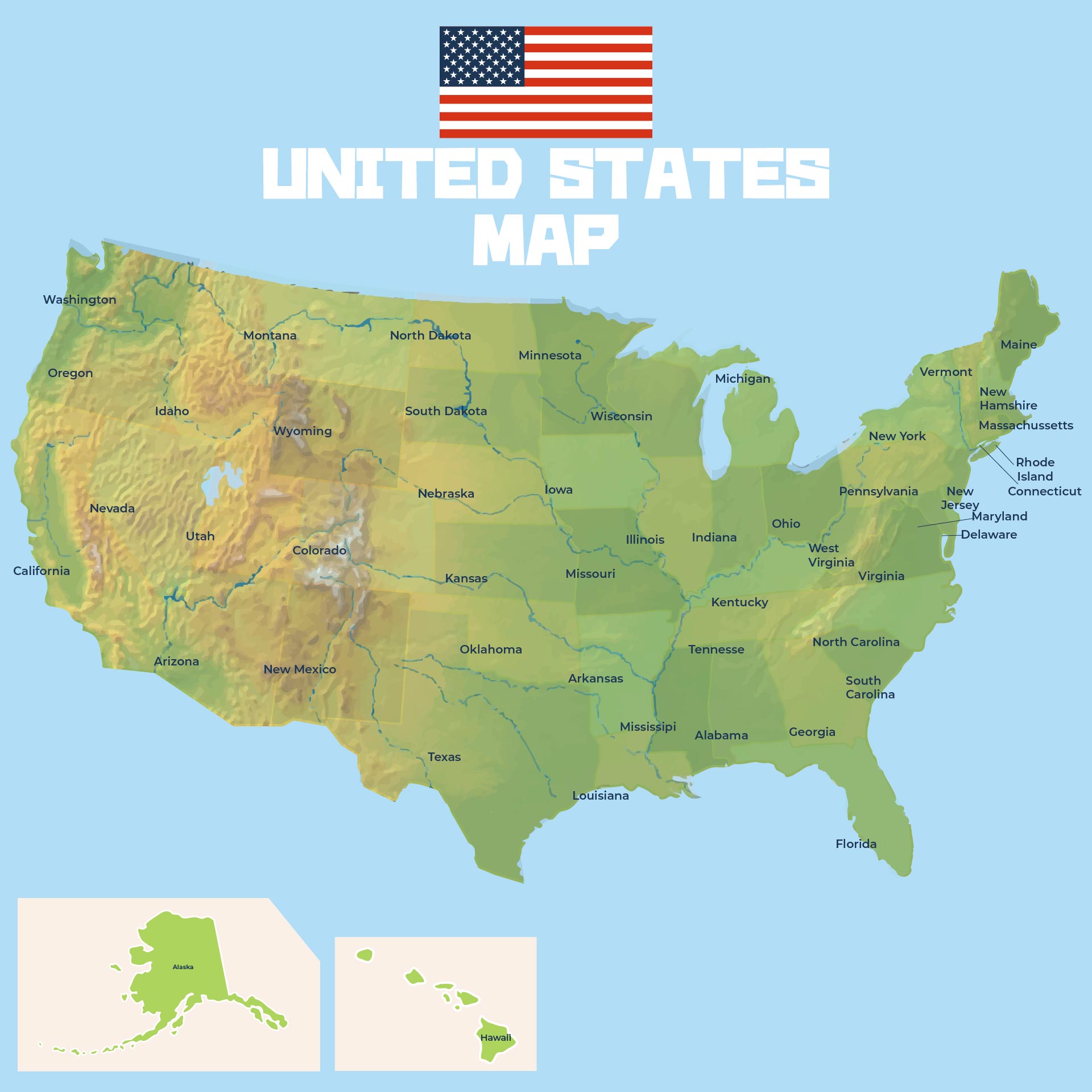 Physical Map Of United States Printable Worksheets
