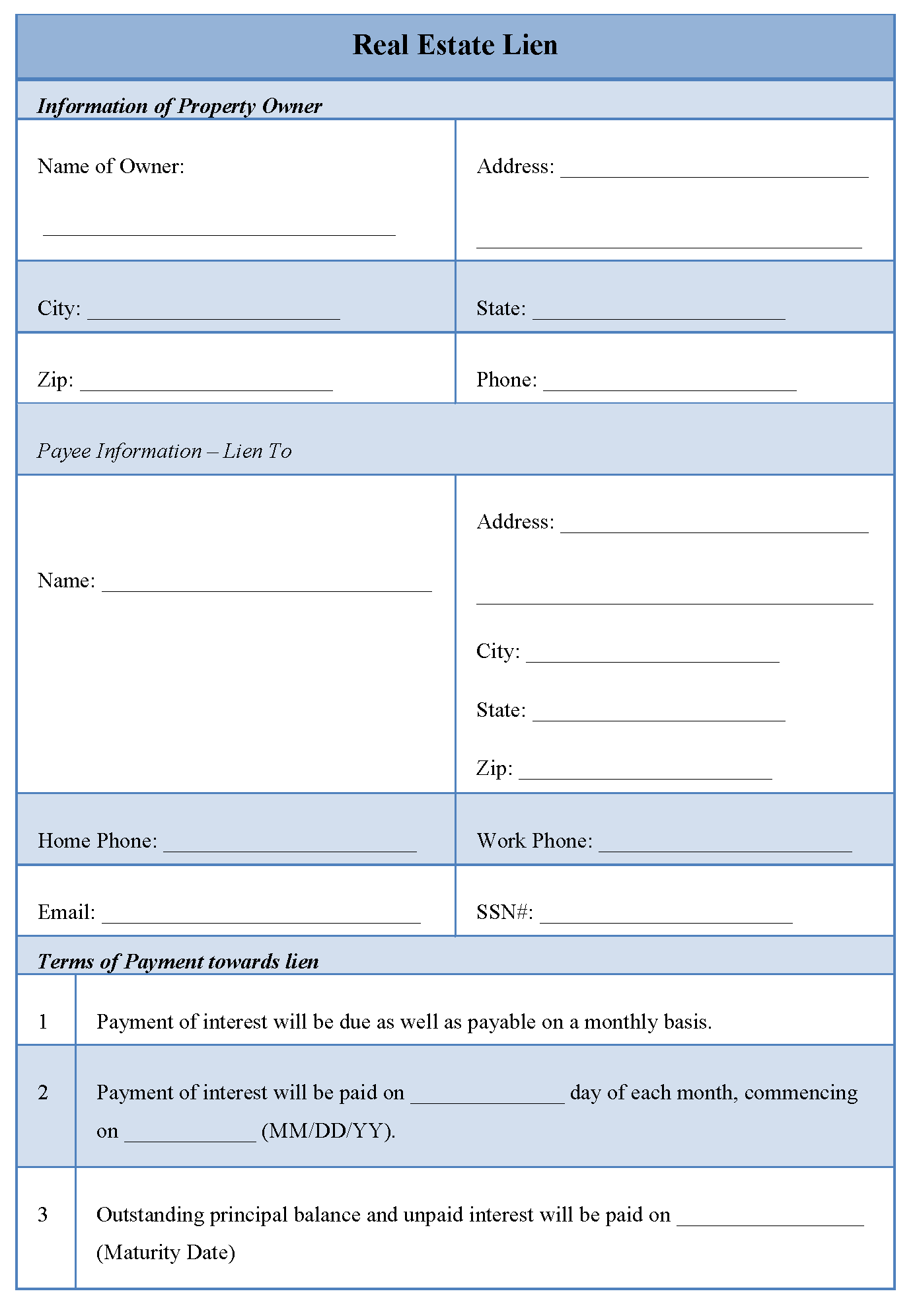 Printable Lien Form Printable Form 2022