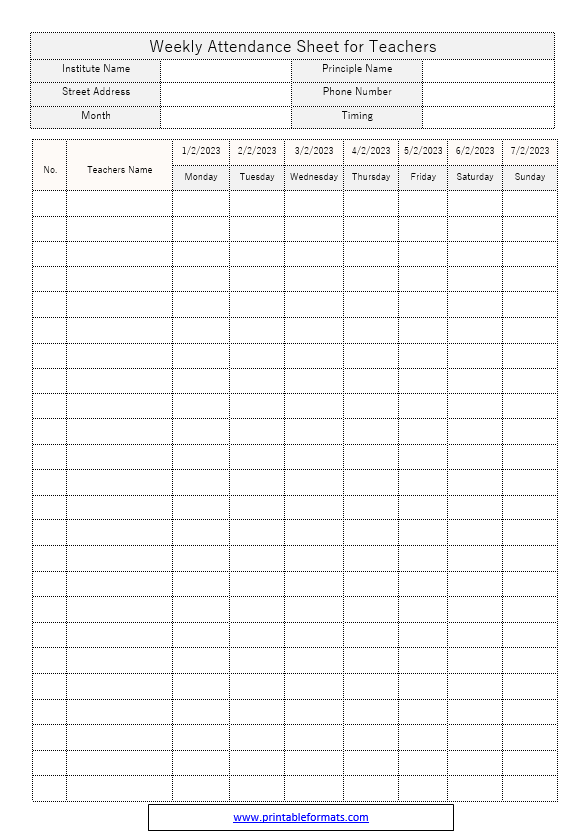 05 Free Attendance Sheet for Teachers - Printable Formats