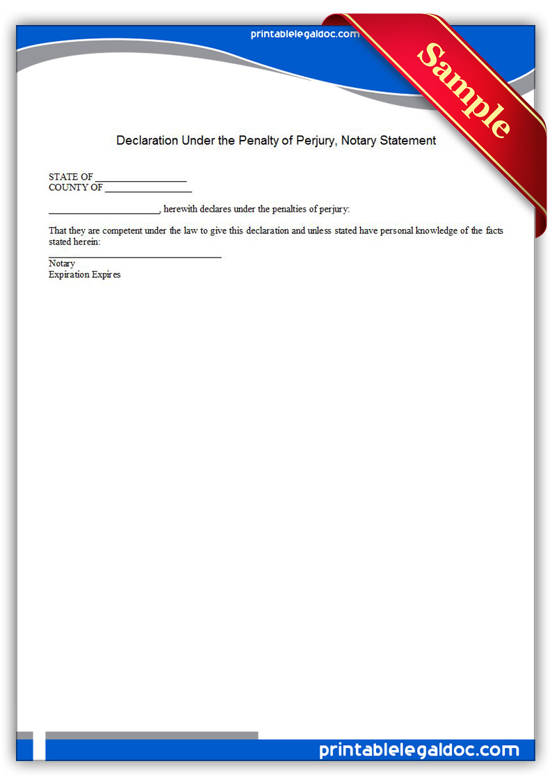 Free Printable Declaration Under The Penalty Of Perjury, Notary