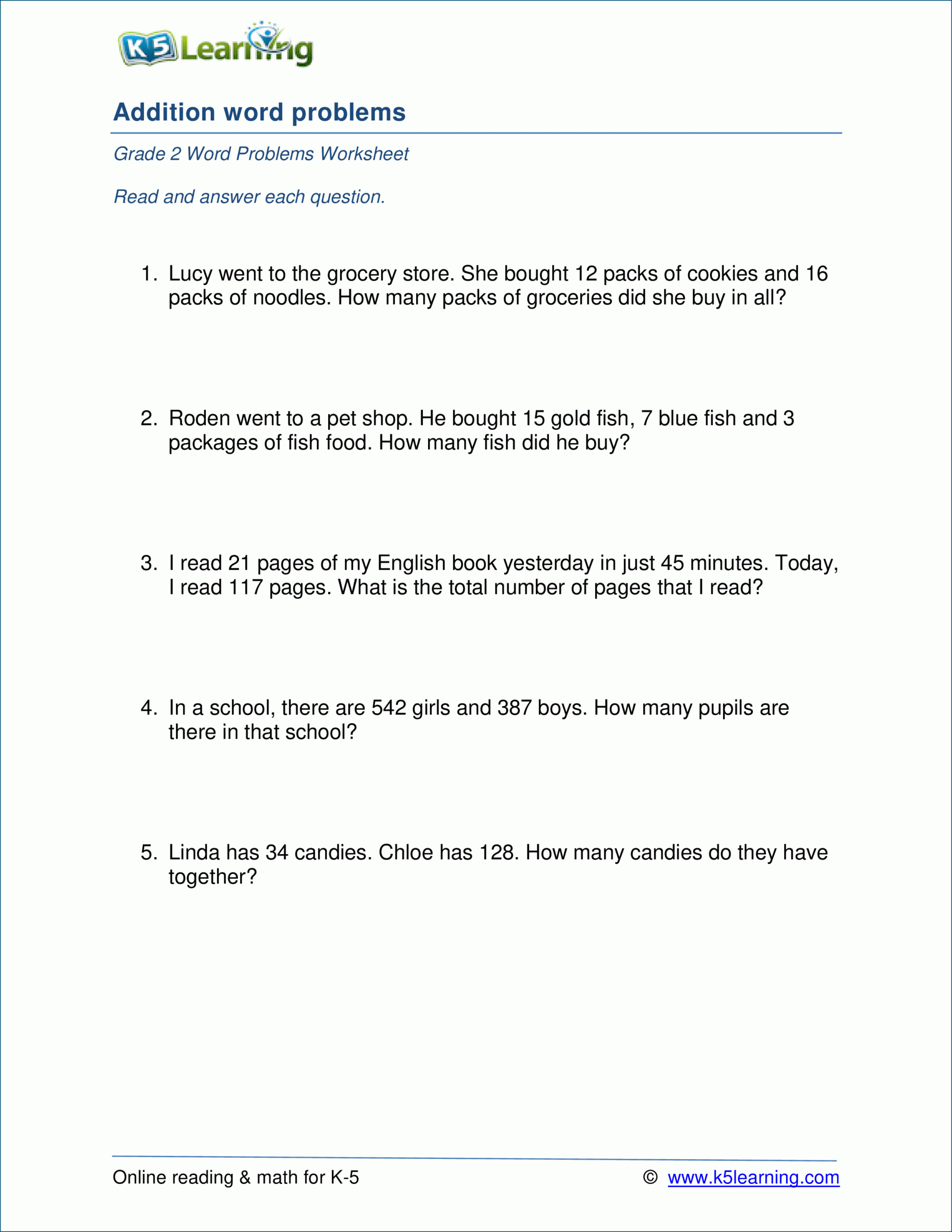 Multiplication Worksheets K5 Learning Printable