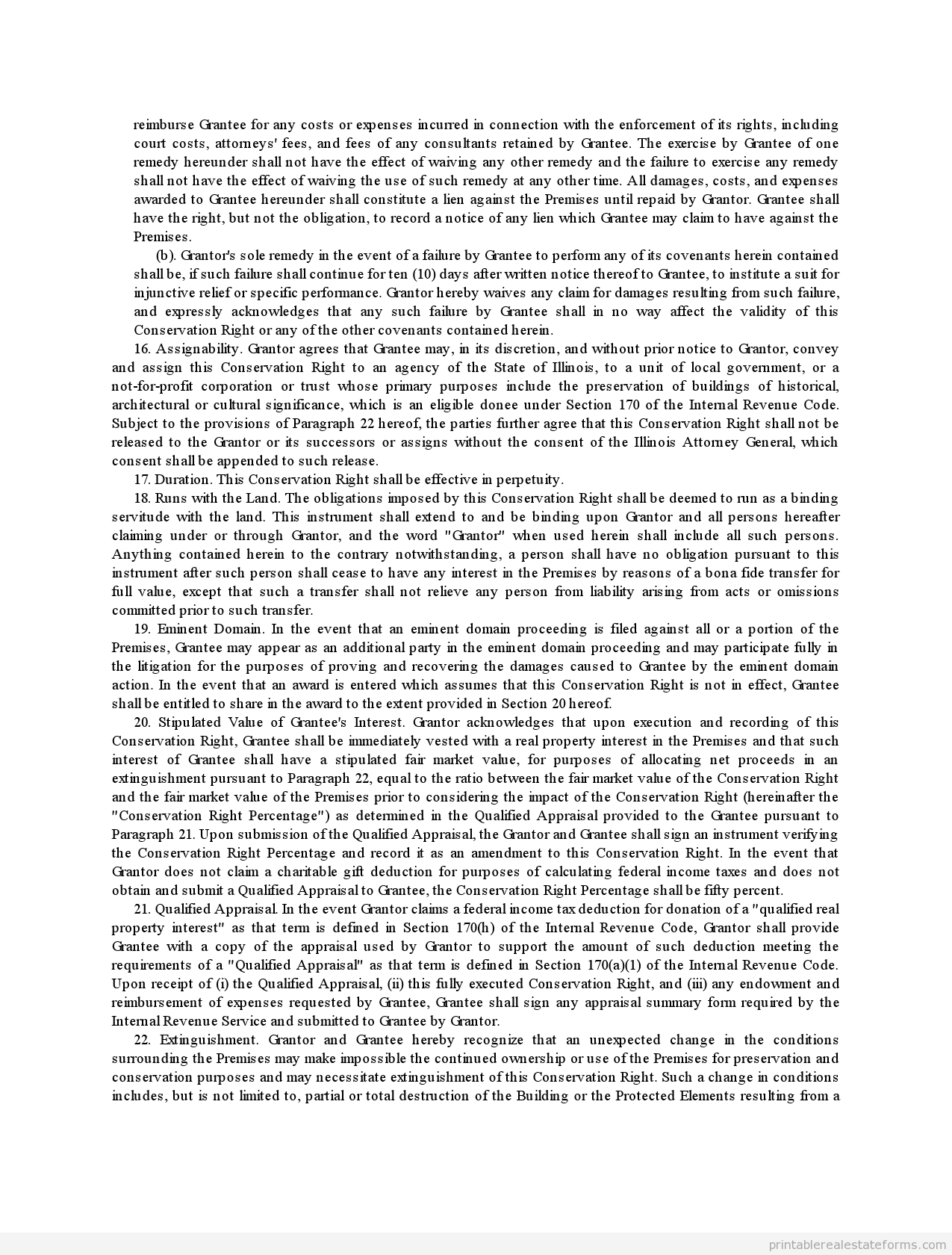 Form Of Conservation Easement (FREE PRINTABLE SAMPLE)