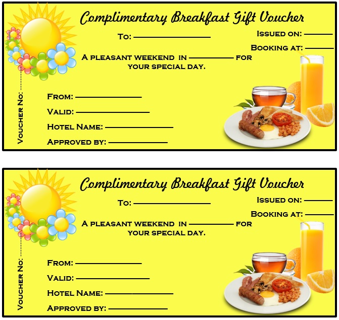 14 Free Sample Breakfast Voucher Templates Printable Samples